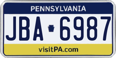 PA license plate JBA6987