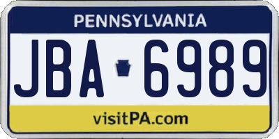 PA license plate JBA6989