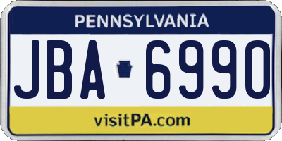 PA license plate JBA6990