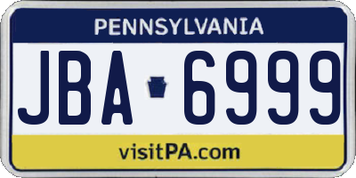 PA license plate JBA6999