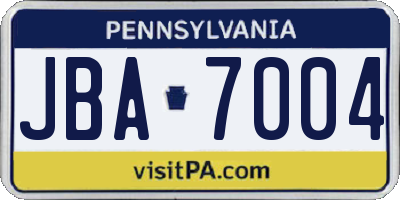 PA license plate JBA7004