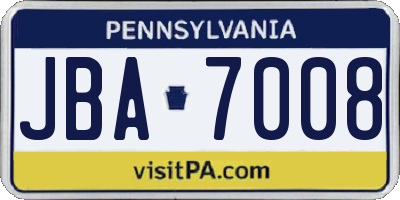 PA license plate JBA7008
