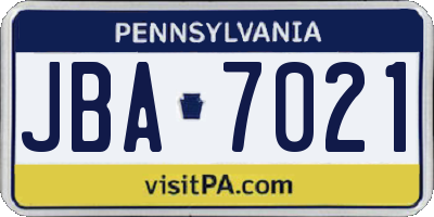 PA license plate JBA7021