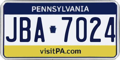 PA license plate JBA7024