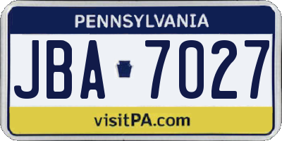 PA license plate JBA7027