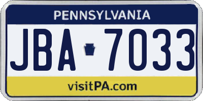 PA license plate JBA7033