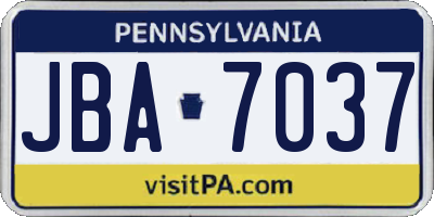 PA license plate JBA7037