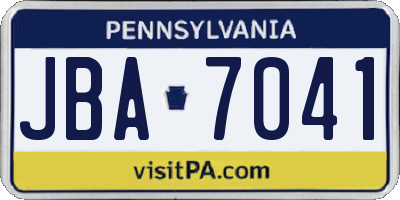 PA license plate JBA7041
