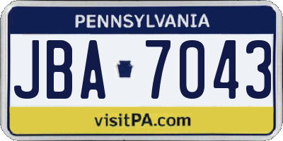 PA license plate JBA7043