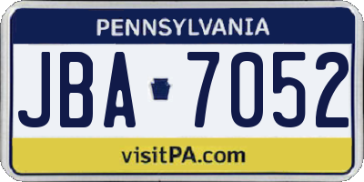 PA license plate JBA7052