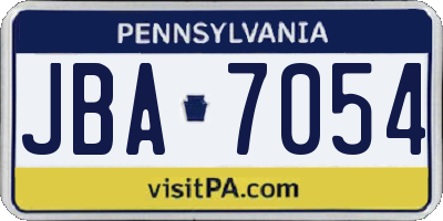 PA license plate JBA7054