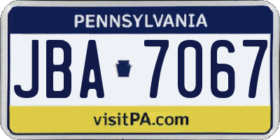 PA license plate JBA7067