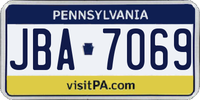PA license plate JBA7069