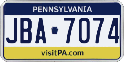 PA license plate JBA7074