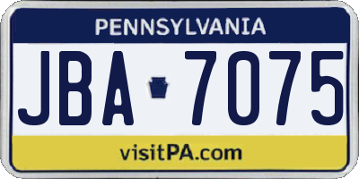 PA license plate JBA7075