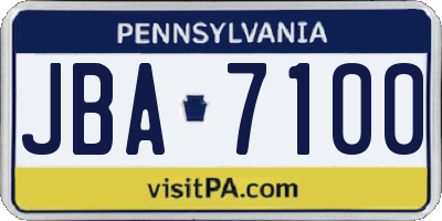 PA license plate JBA7100