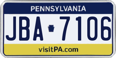 PA license plate JBA7106