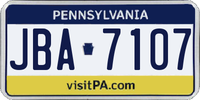 PA license plate JBA7107