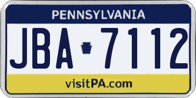 PA license plate JBA7112