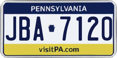 PA license plate JBA7120