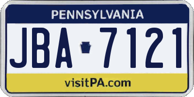 PA license plate JBA7121