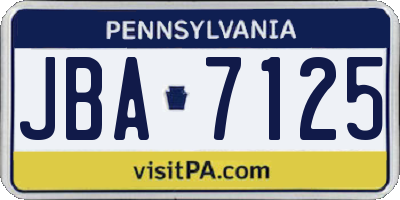 PA license plate JBA7125
