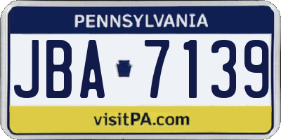 PA license plate JBA7139