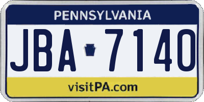 PA license plate JBA7140
