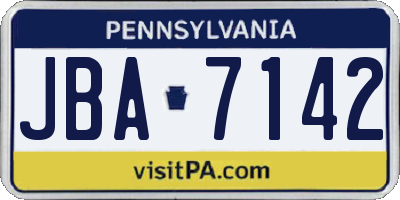 PA license plate JBA7142