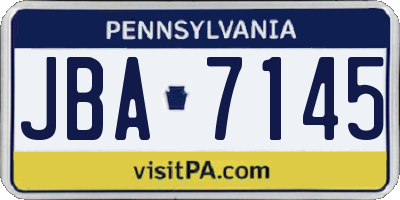 PA license plate JBA7145