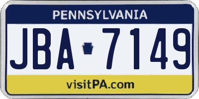 PA license plate JBA7149