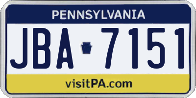 PA license plate JBA7151