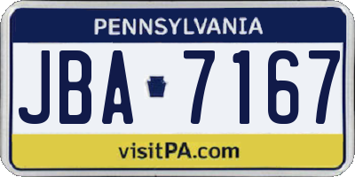 PA license plate JBA7167