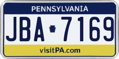 PA license plate JBA7169