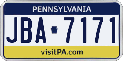 PA license plate JBA7171