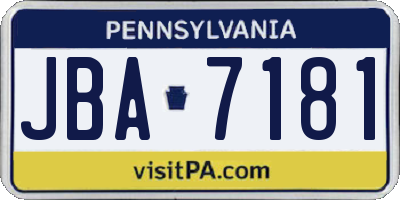 PA license plate JBA7181