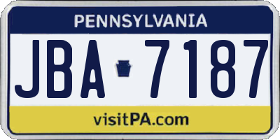 PA license plate JBA7187