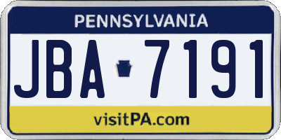 PA license plate JBA7191
