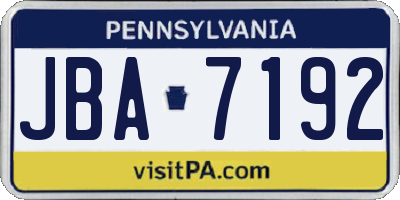 PA license plate JBA7192