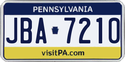 PA license plate JBA7210