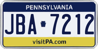 PA license plate JBA7212