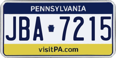 PA license plate JBA7215
