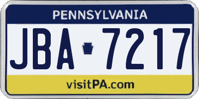 PA license plate JBA7217