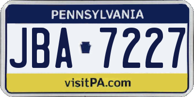 PA license plate JBA7227