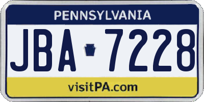 PA license plate JBA7228