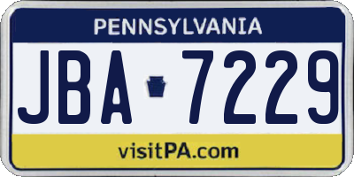 PA license plate JBA7229