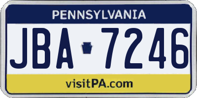PA license plate JBA7246