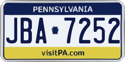 PA license plate JBA7252