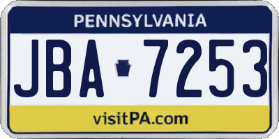 PA license plate JBA7253