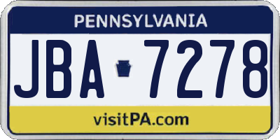 PA license plate JBA7278